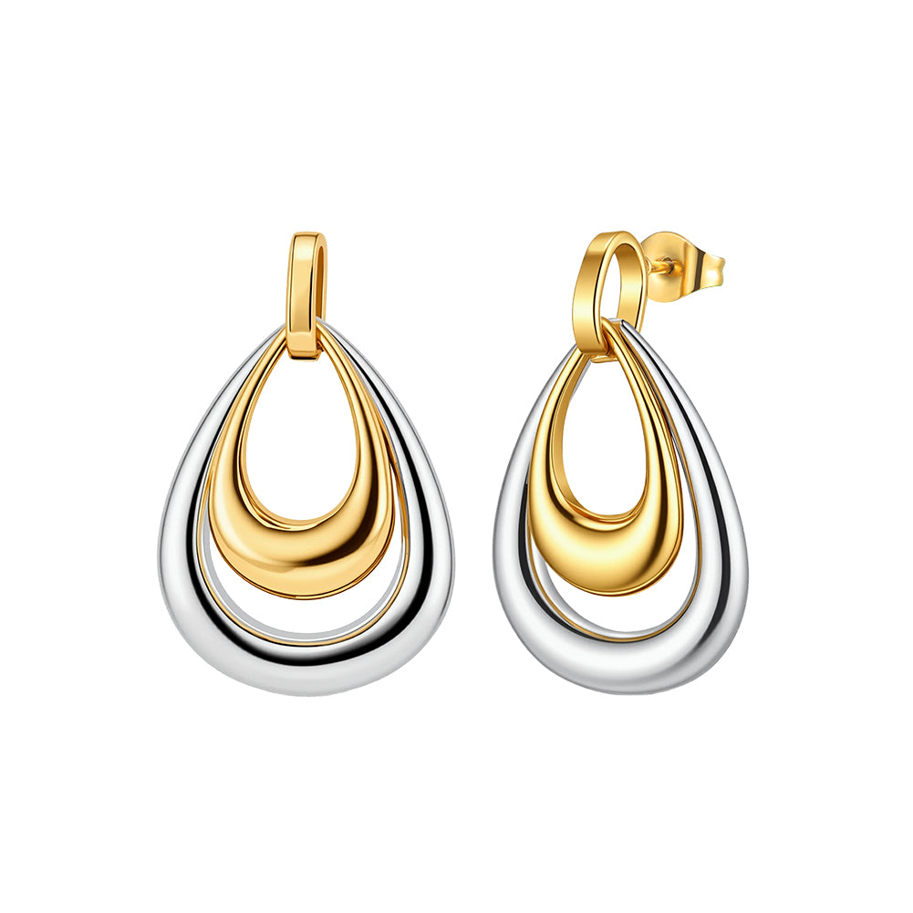 Velvet Oracle // Two-Tone Nested Waterdrop Drop Earrings