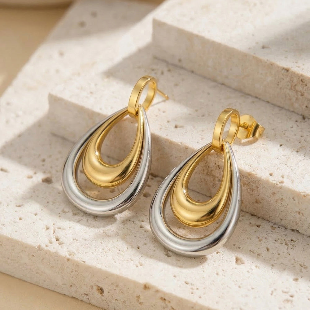 Velvet Oracle // Two-Tone Nested Waterdrop Drop Earrings