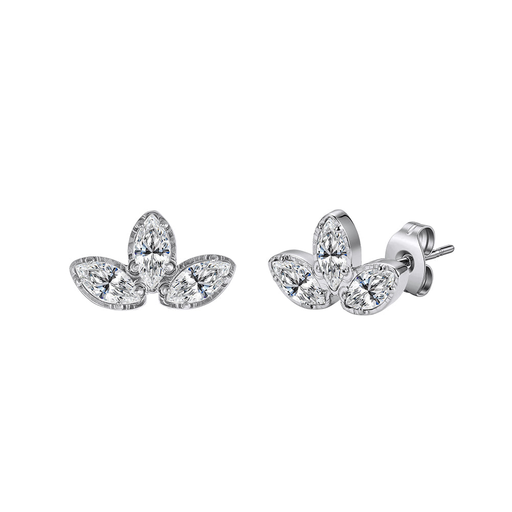 Aura Blossom // Marquise CZ Crystal Fleur Stud Earrings