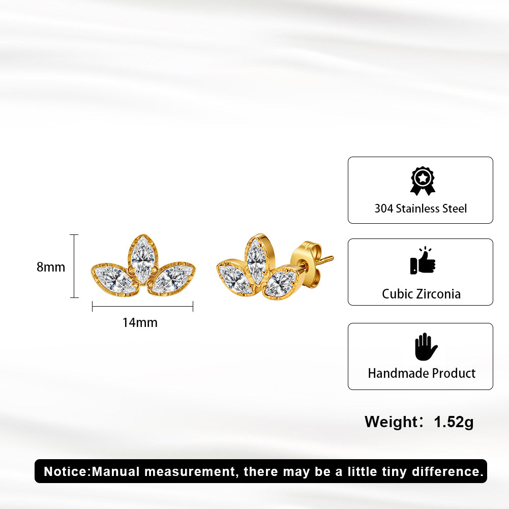 Aura Blossom // Marquise CZ Crystal Fleur Stud Earrings