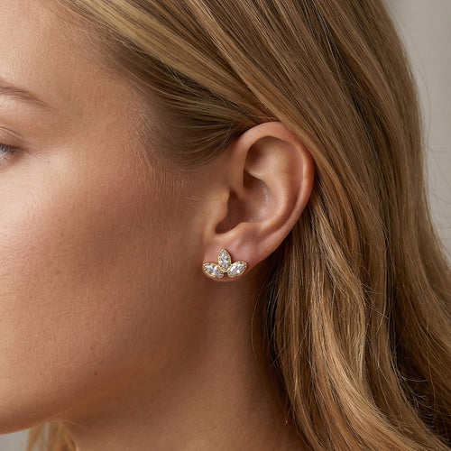 Aura Blossom // Marquise CZ Crystal Fleur Stud Earrings