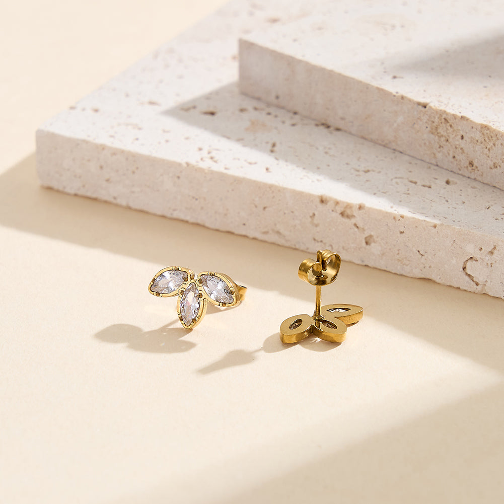 Aura Blossom // Marquise CZ Crystal Fleur Stud Earrings