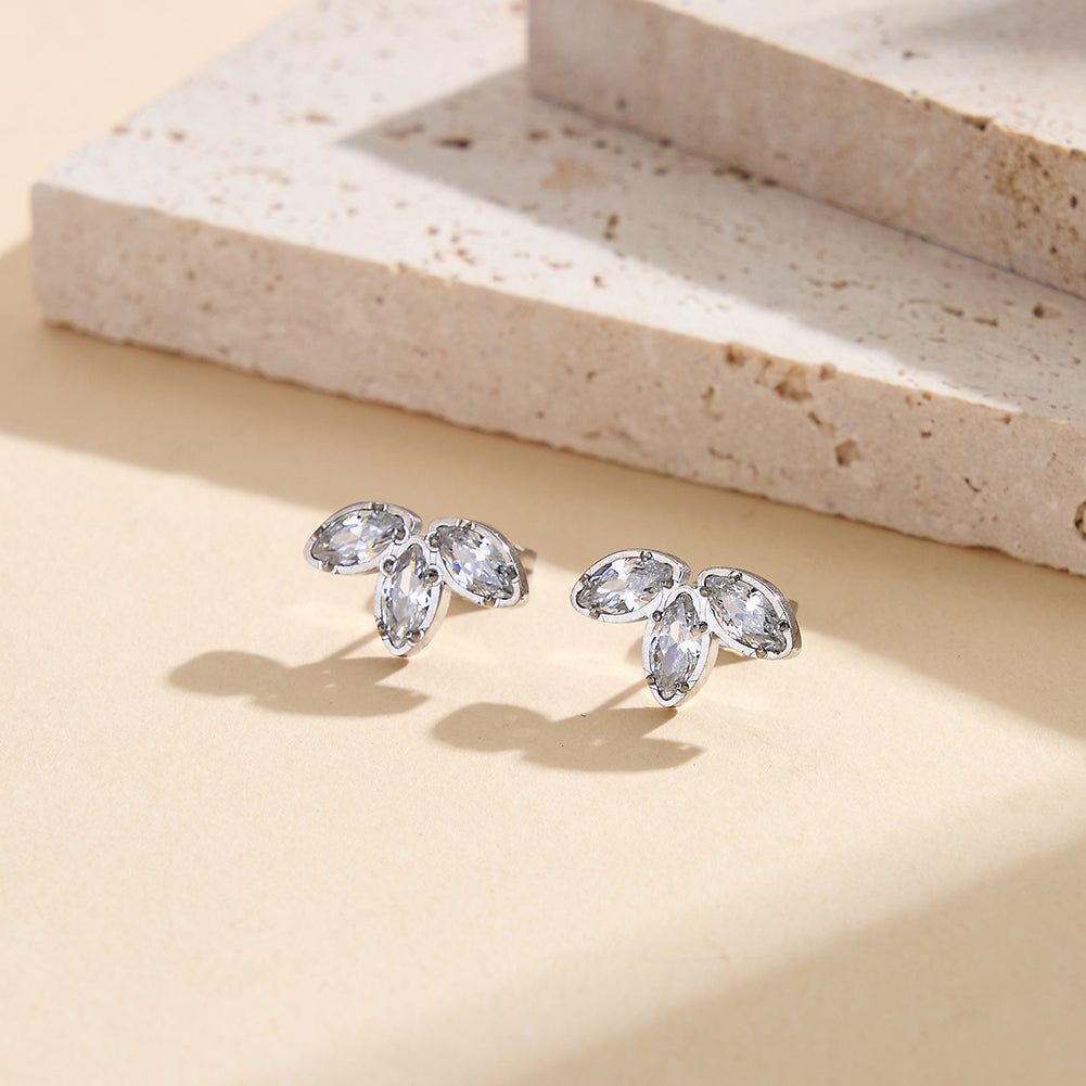 Aura Blossom // Marquise CZ Crystal Fleur Stud Earrings