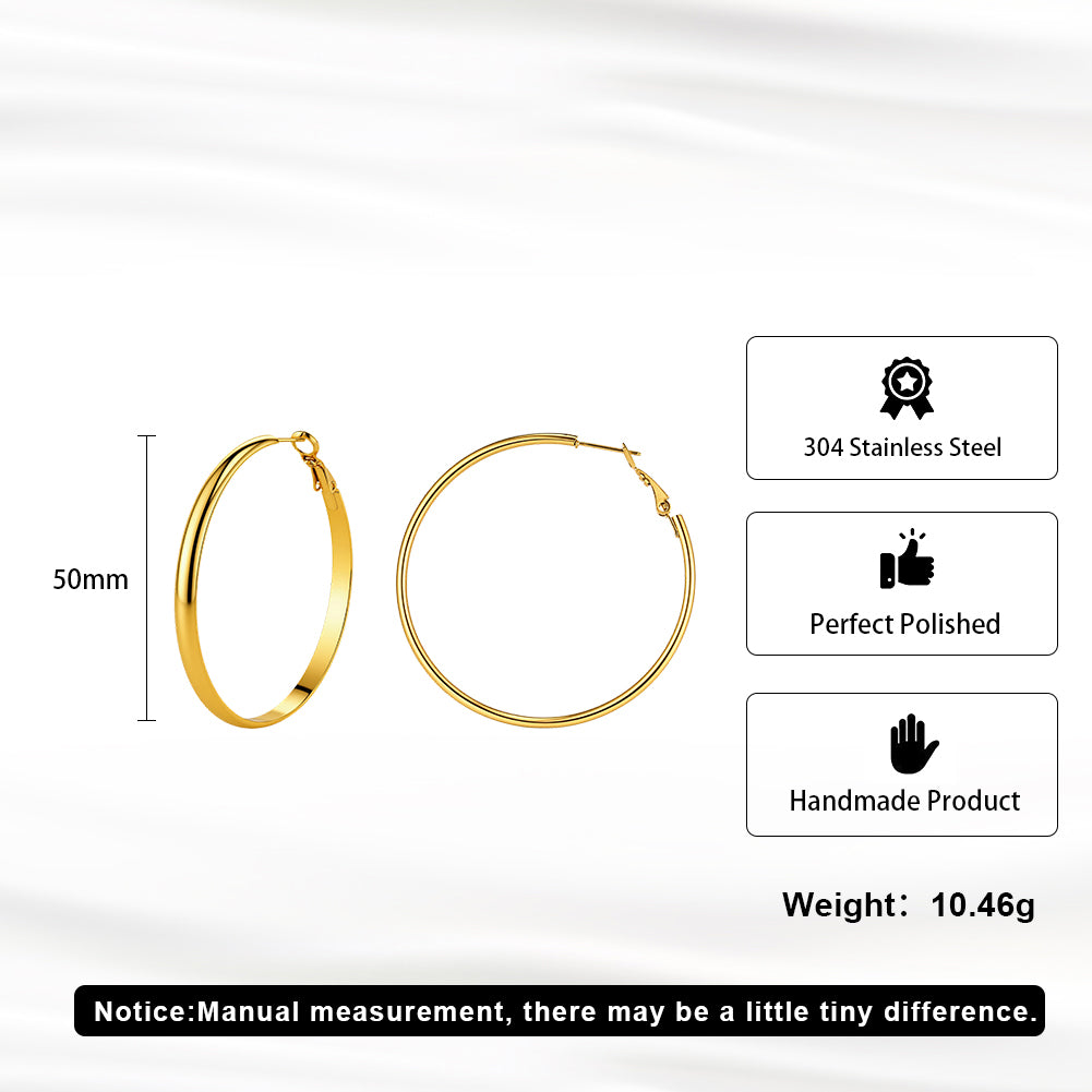 Velvet Meridian // Chunky Statement Plain Hoop Earrings (50mm)