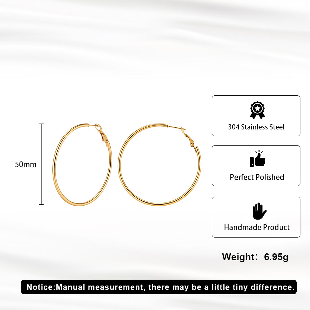 Velvet Meridian // Fine Wire Statement Plain Hoop Earrings (50mm)