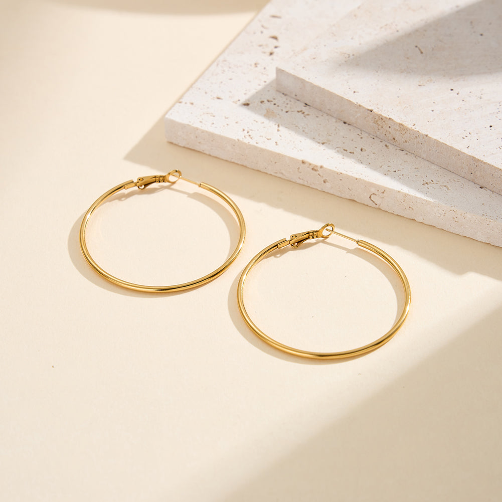 Velvet Meridian // Fine Wire Statement Plain Hoop Earrings (50mm)