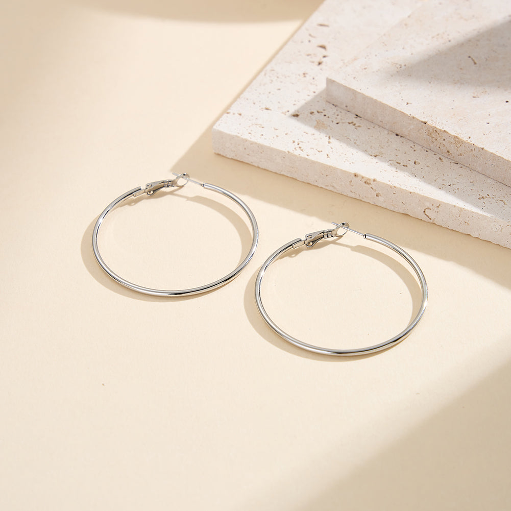 Velvet Meridian // Fine Wire Statement Plain Hoop Earrings (50mm)