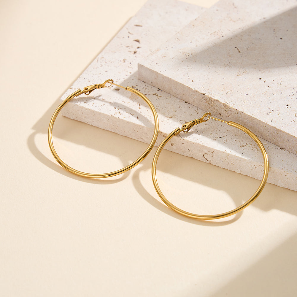Velvet Meridian // Fine Wire Statement Plain Hoop Earrings (50mm)