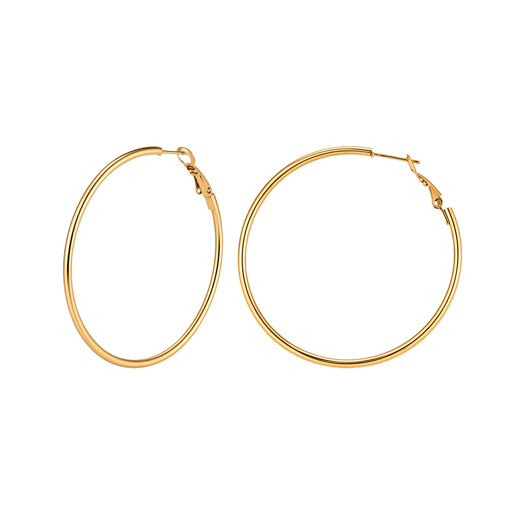 Velvet Meridian // Fine Wire Statement Plain Hoop Earrings (50mm)