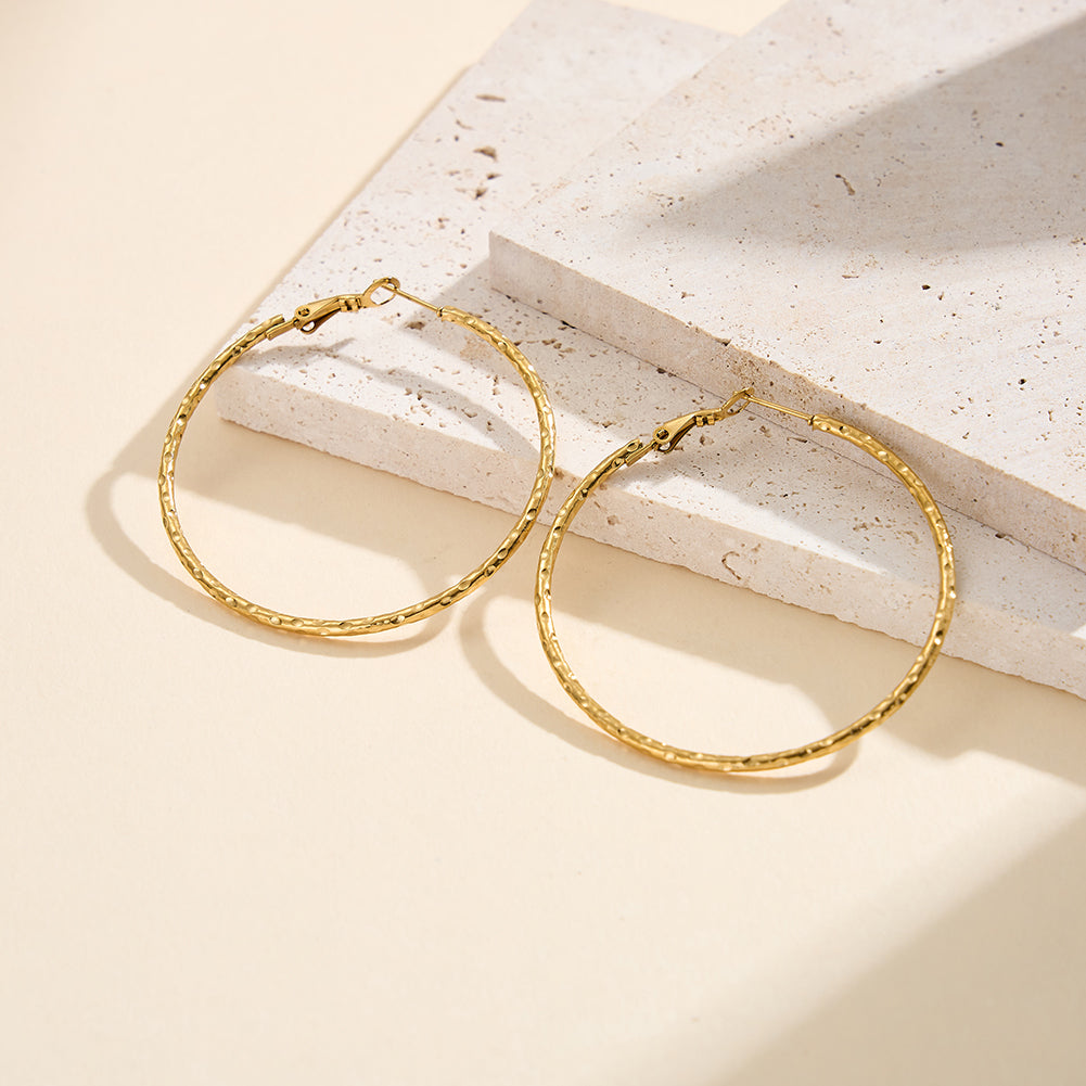 Velvet Meridian // Textured Statement Fine Hoop Earrings (50mm)