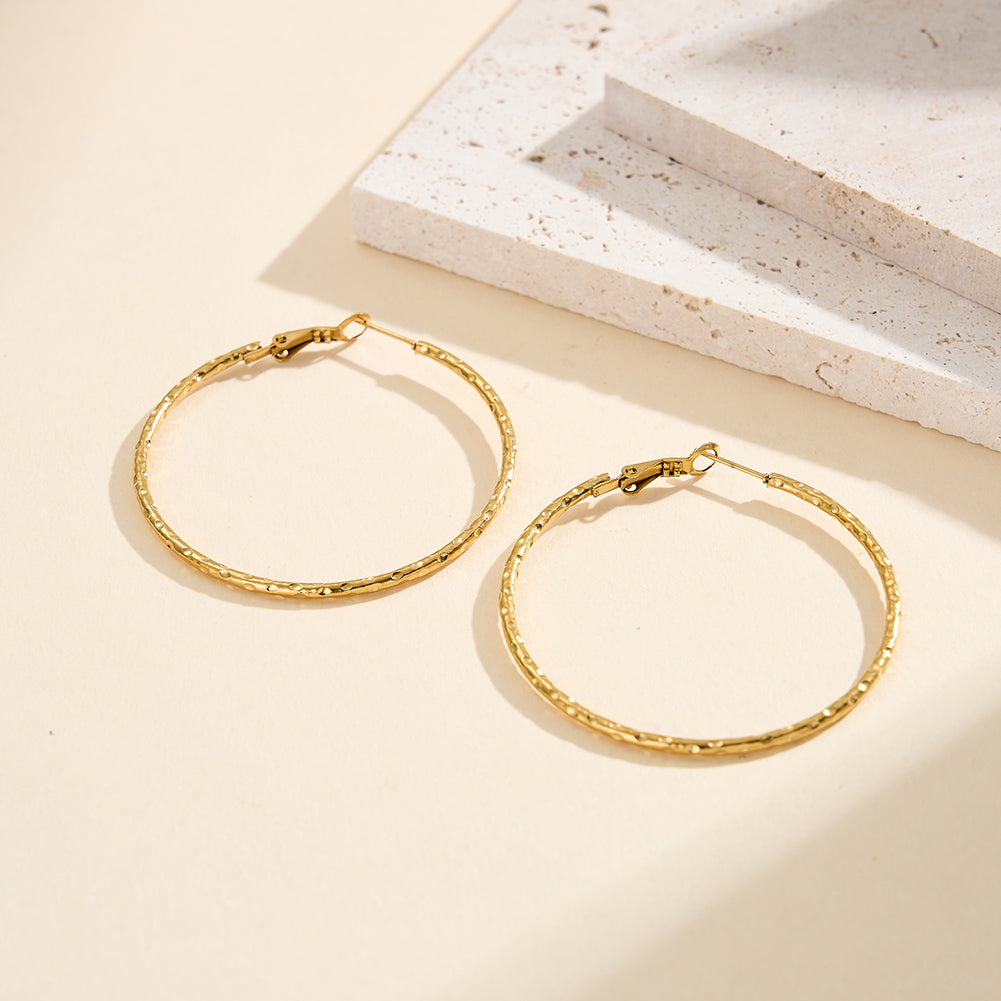 Velvet Meridian // Textured Statement Fine Hoop Earrings (50mm)