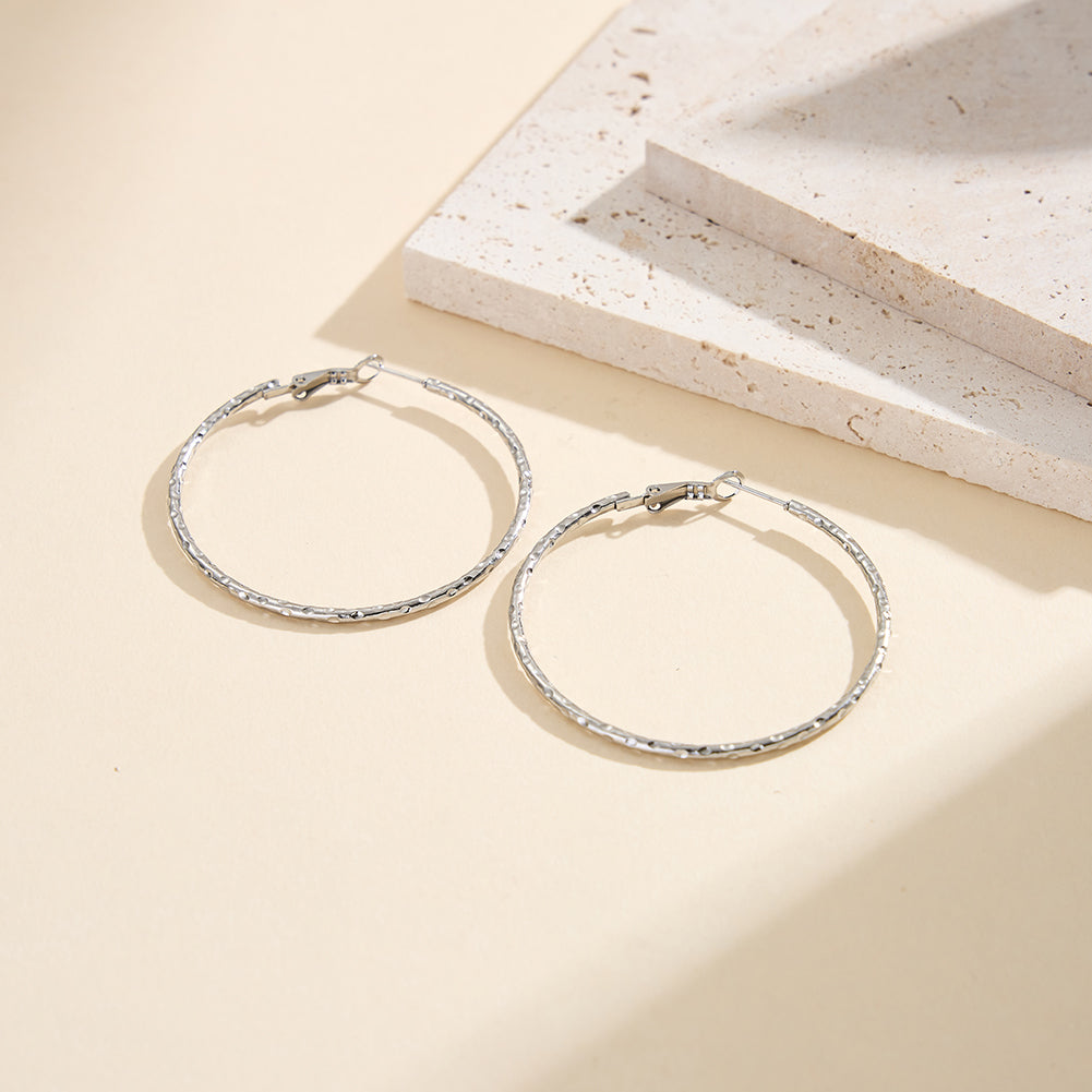 Velvet Meridian // Textured Statement Fine Hoop Earrings (50mm)