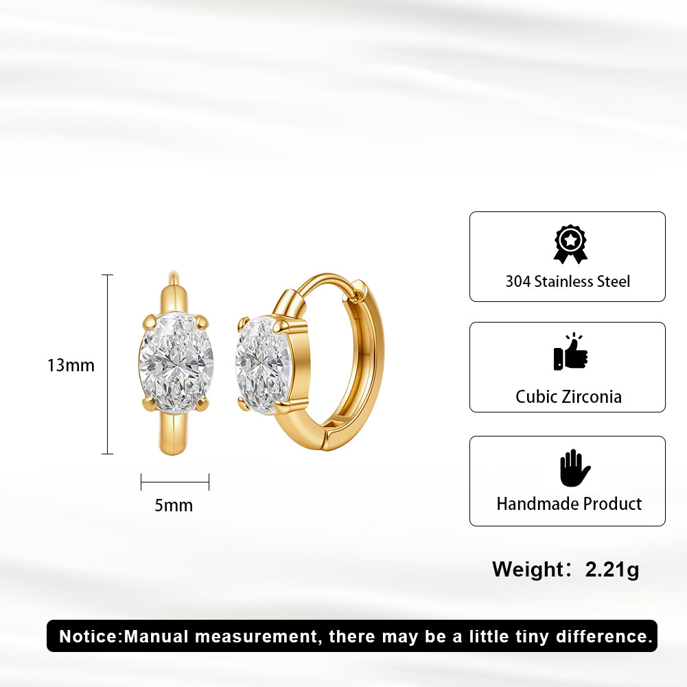 Velvet Rhythm // Solitaire Oval-Cut CZ Huggie Earrings