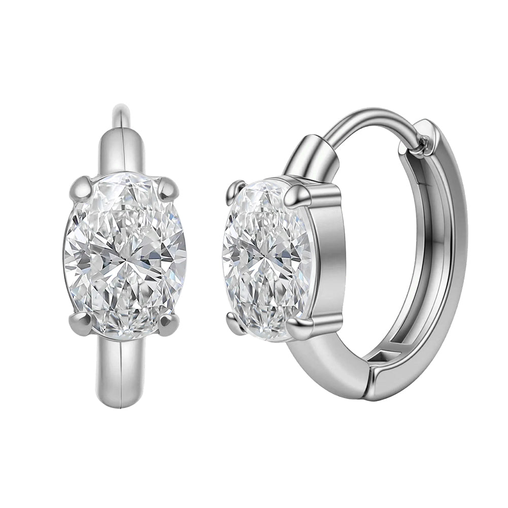 Velvet Rhythm // Solitaire Oval-Cut CZ Huggie Earrings