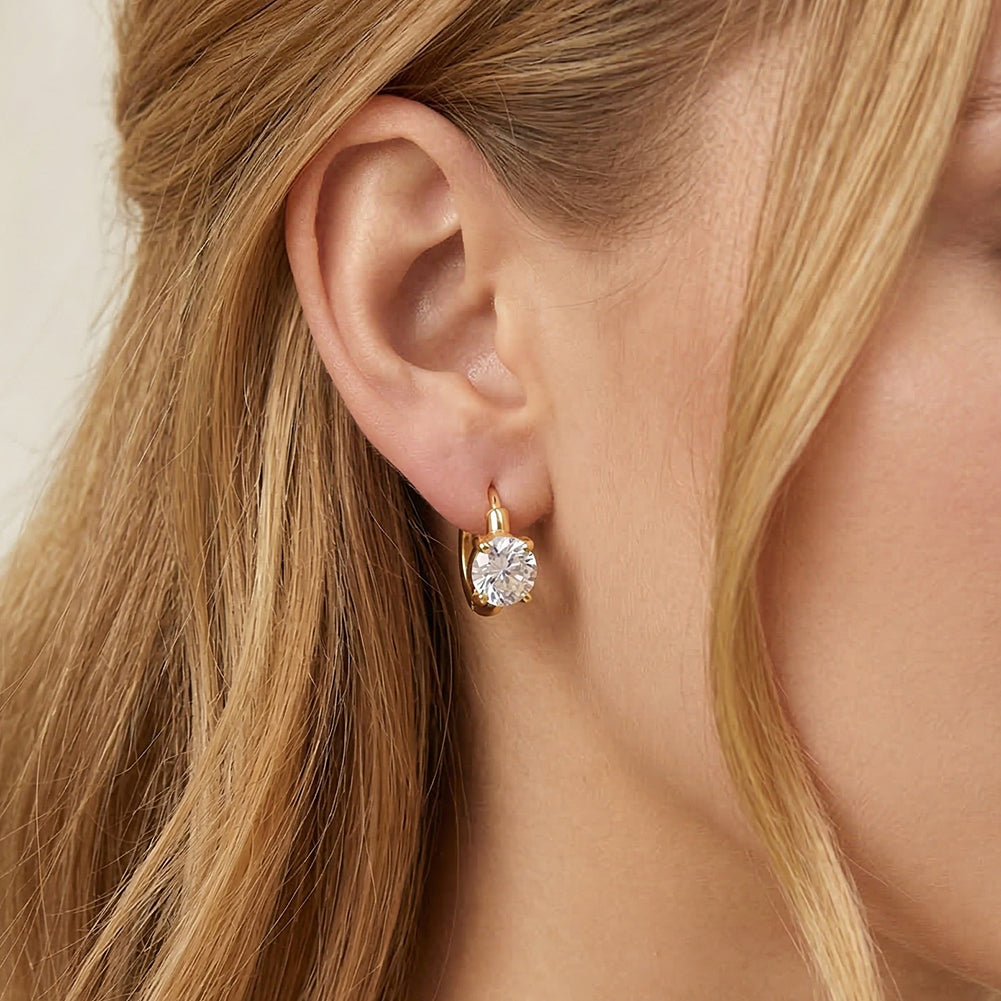 Velvet Rhythm // Solitaire Oval-Cut CZ Huggie Earrings