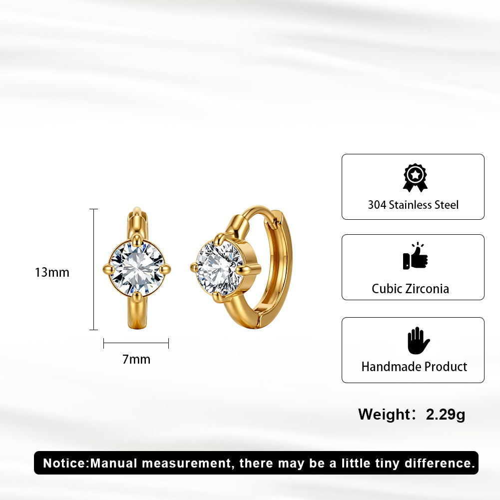Velvet Rhythm // Solitaire Round-Cut CZ Huggie Earrings