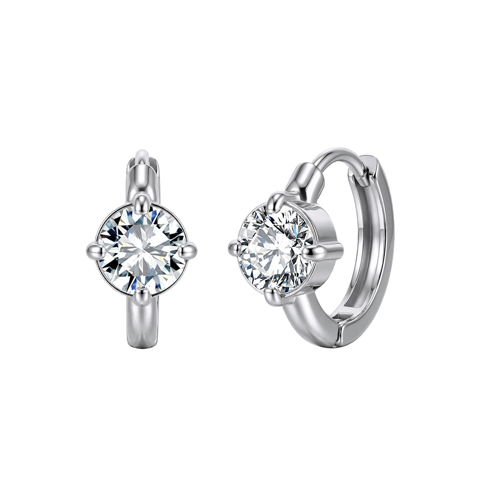 Velvet Rhythm // Solitaire Round-Cut CZ Huggie Earrings