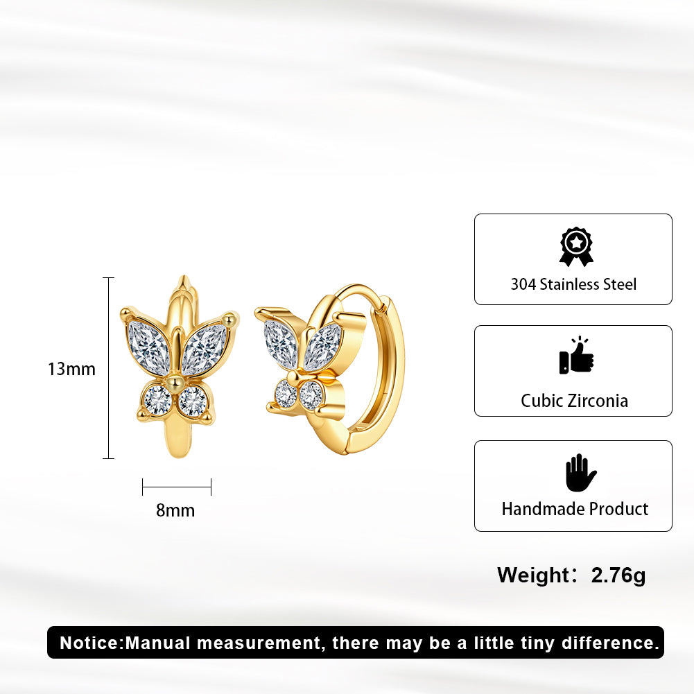 Aura Celestial // Sculptural Butterfly CZ Crystal Huggie Earrings