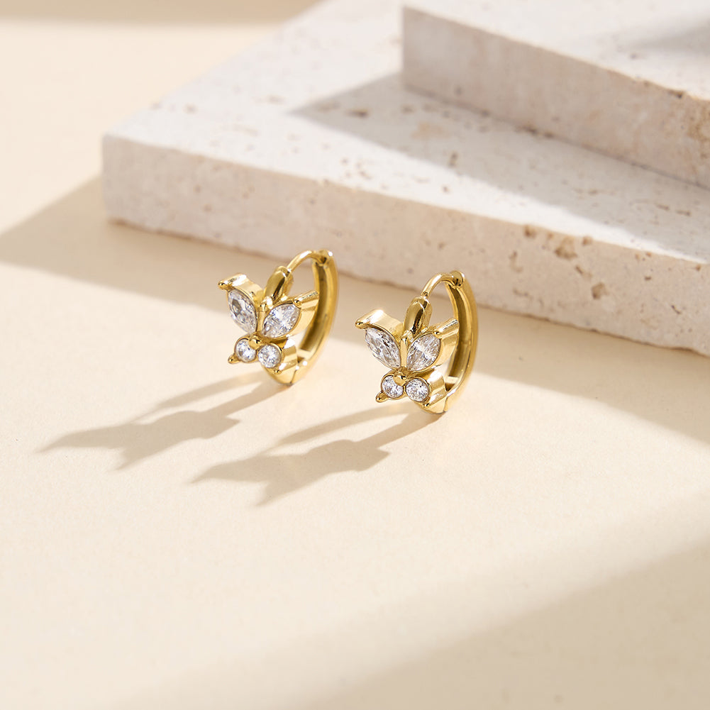 Aura Celestial // Sculptural Butterfly CZ Crystal Huggie Earrings