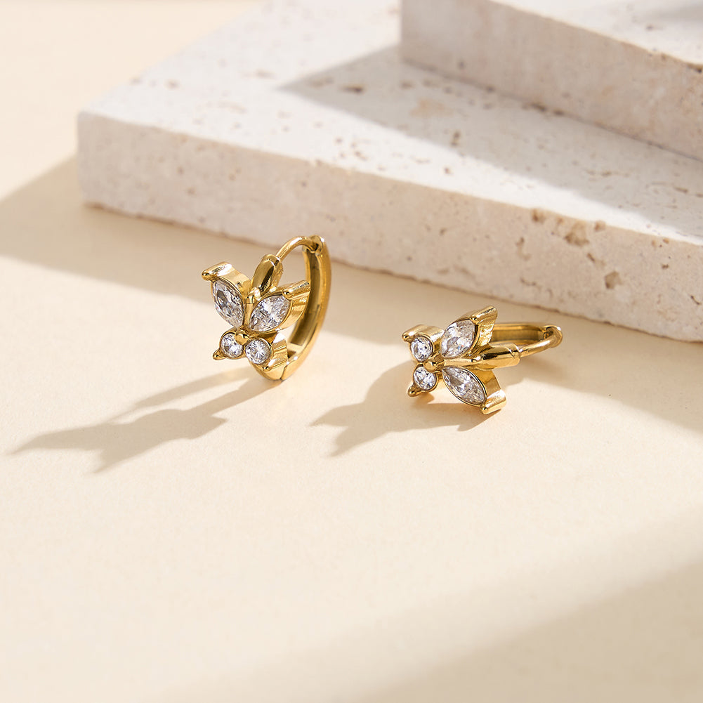 Aura Celestial // Sculptural Butterfly CZ Crystal Huggie Earrings