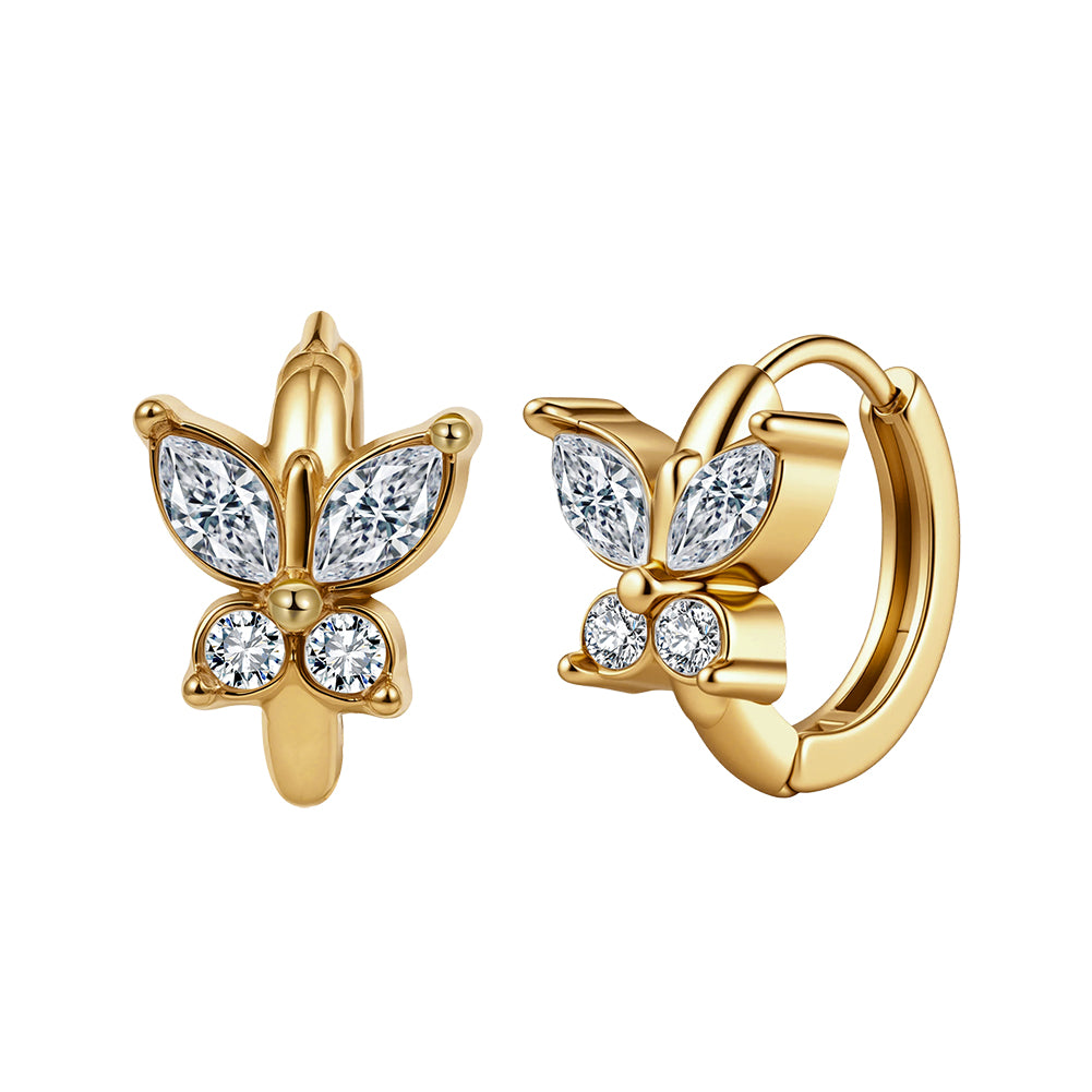 Aura Celestial // Sculptural Butterfly CZ Crystal Huggie Earrings