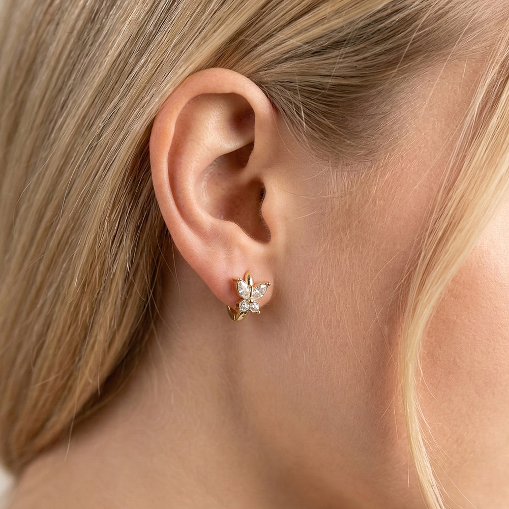 Aura Celestial // Sculptural Butterfly CZ Crystal Huggie Earrings