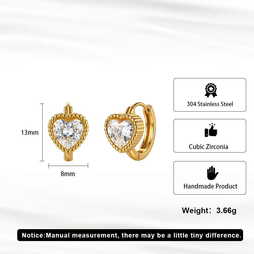 Aura Amour // Heart-Cut CZ Crystal Beaded Huggie Earrings