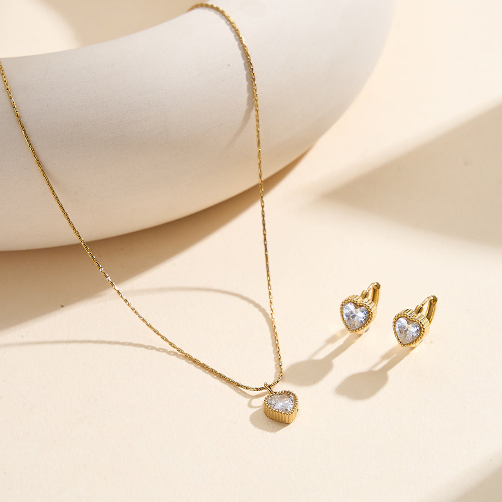 Aura Amour // Heart-Cut CZ Crystal Beaded Huggie Earrings