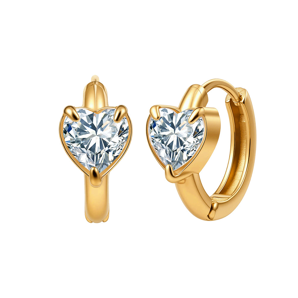 Aura Amour // Solitaire Heart-Cut CZ Huggie Earrings (6mm)