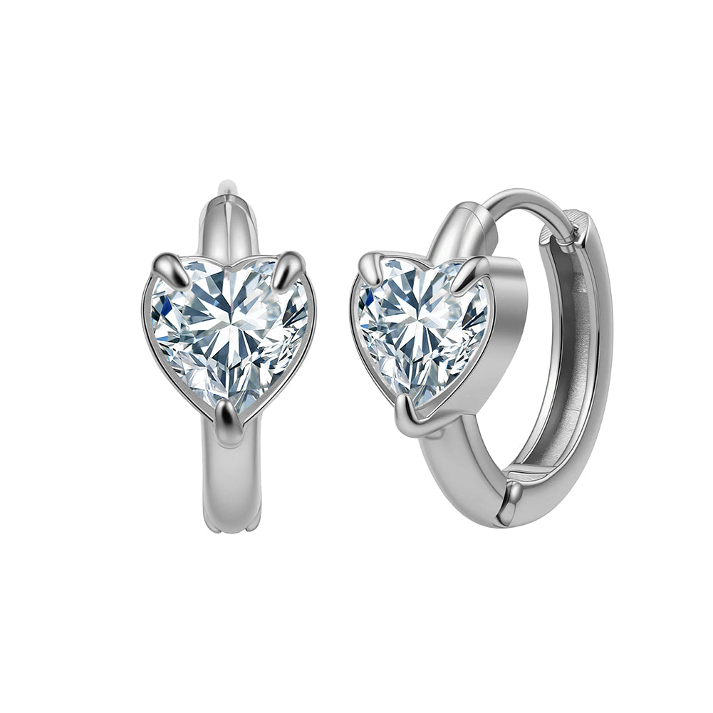 Aura Amour // Solitaire Heart-Cut CZ Huggie Earrings (6mm)