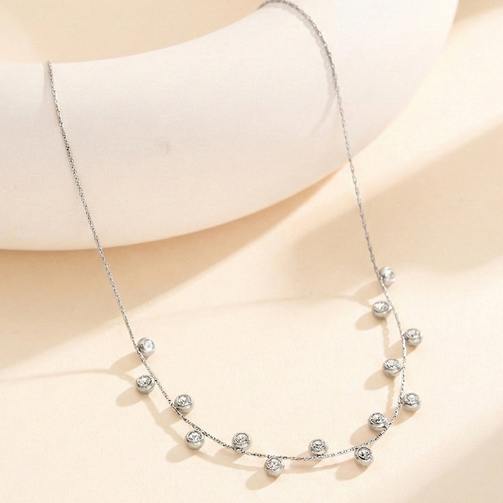 Dainty Bezel-Set CZ Shimmering Station Necklace in 14K Gold