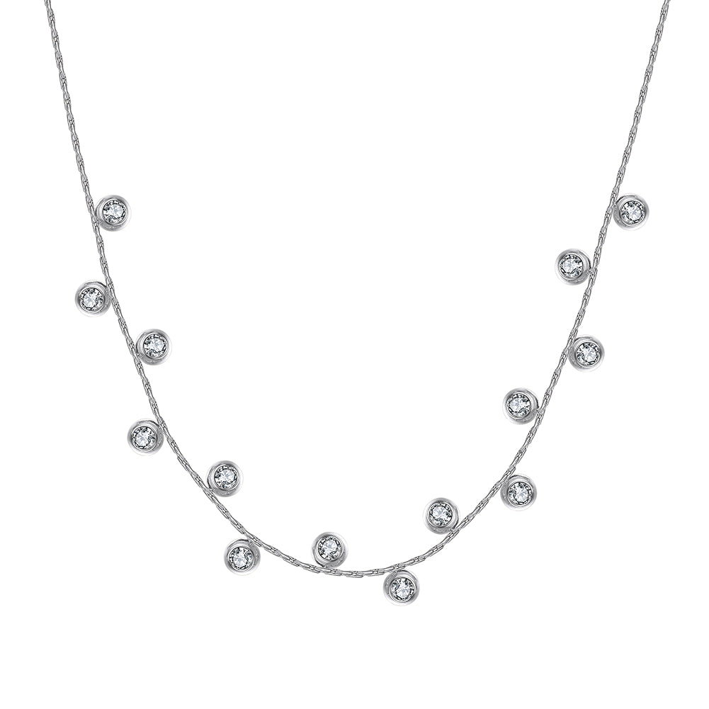 Dainty Bezel-Set CZ Shimmering Station Necklace in 14K Gold