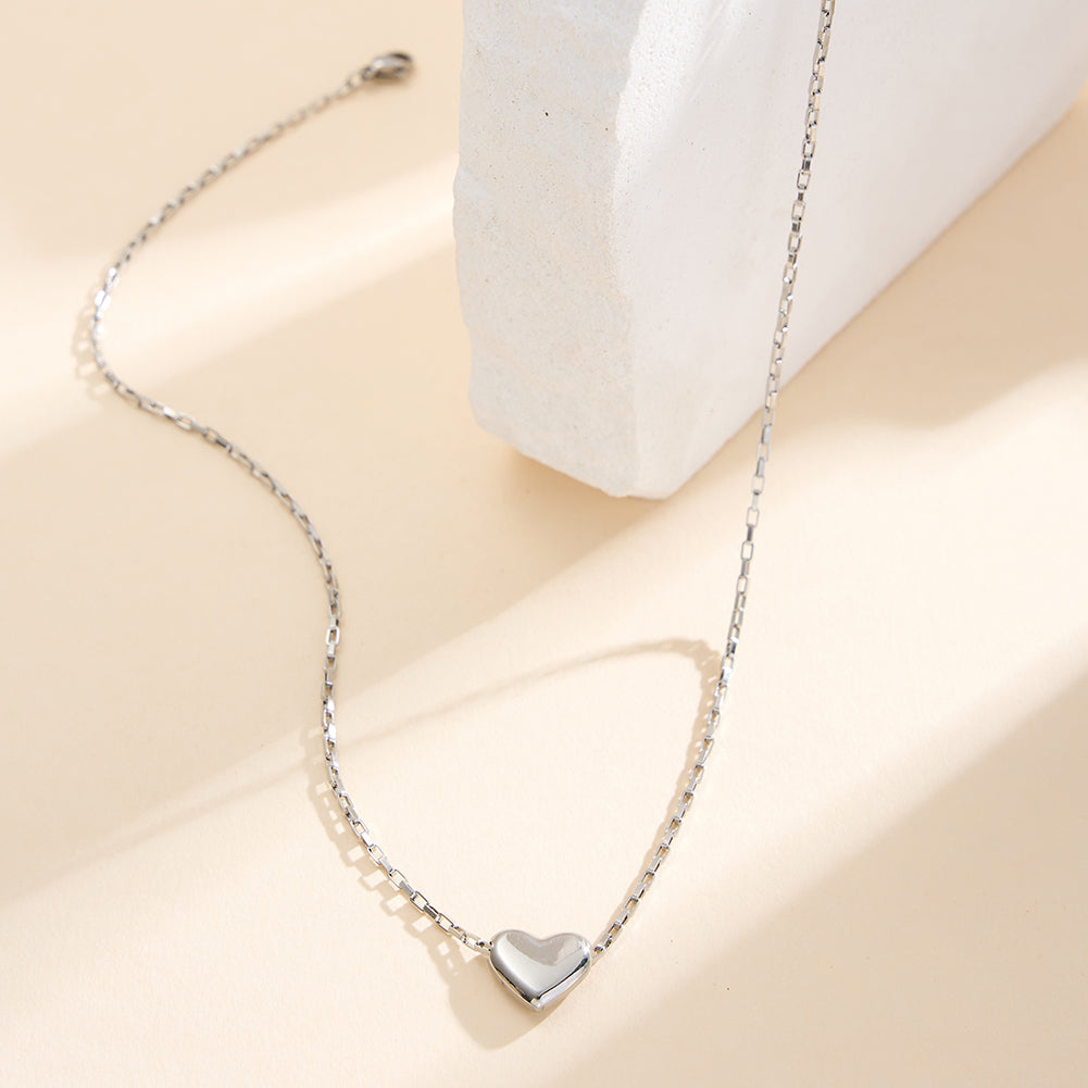 Minimalist 3D Puffy Heart Paperclip Chain Necklace