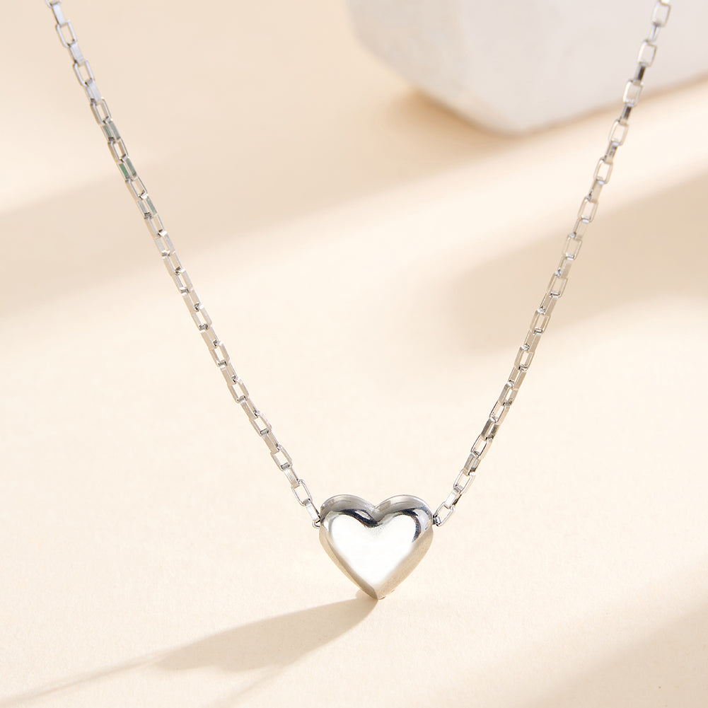 Minimalist 3D Puffy Heart Paperclip Chain Necklace