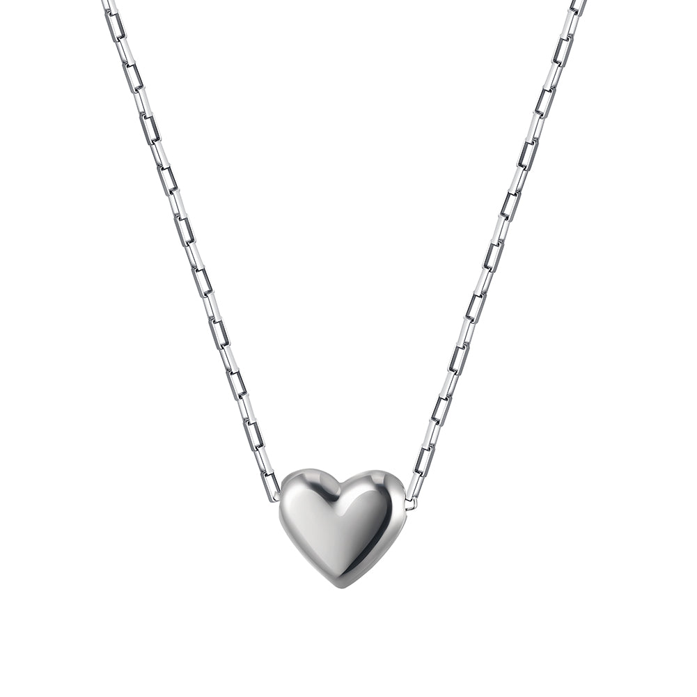 Minimalist 3D Puffy Heart Paperclip Chain Necklace