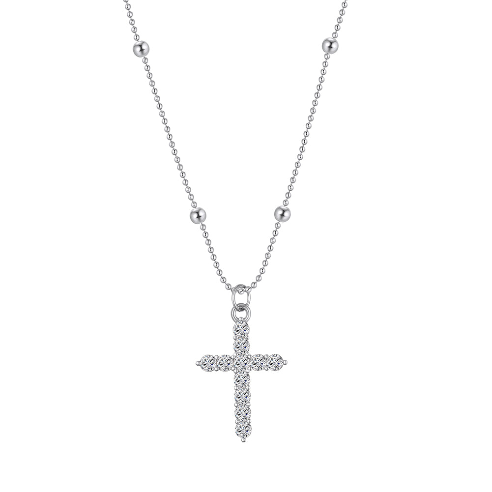 Gothic Minimalist Crystal Cross Satellite Chain Necklace