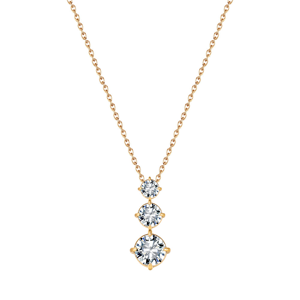 Dainty Three-Stone Cascading Graduated CZ Pendant Necklace