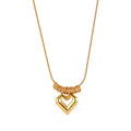 Modernist Multi-Ring Geometric Hollow Heart Necklace
