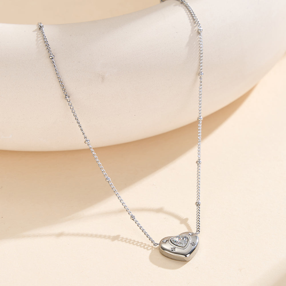 Aura Amour // Starburst Puffy Heart CZ Pendant Necklace