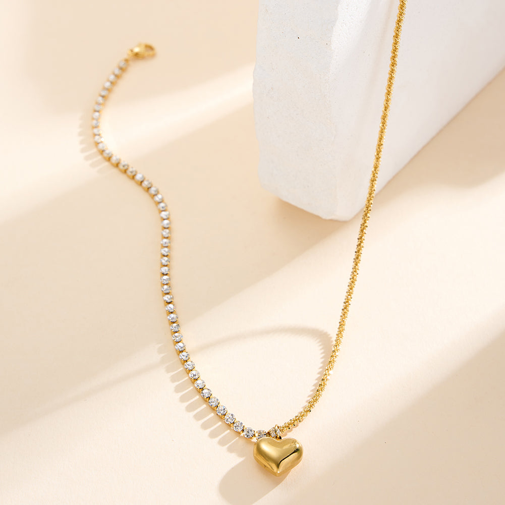Velvet Amour // Hybrid Tennis Chain Split Heart Necklace