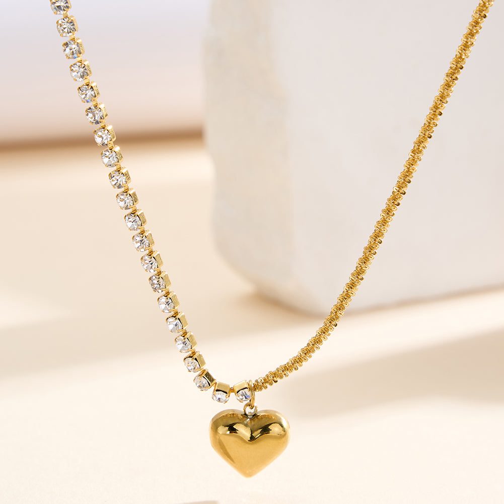 Velvet Amour // Hybrid Tennis Chain Split Heart Necklace