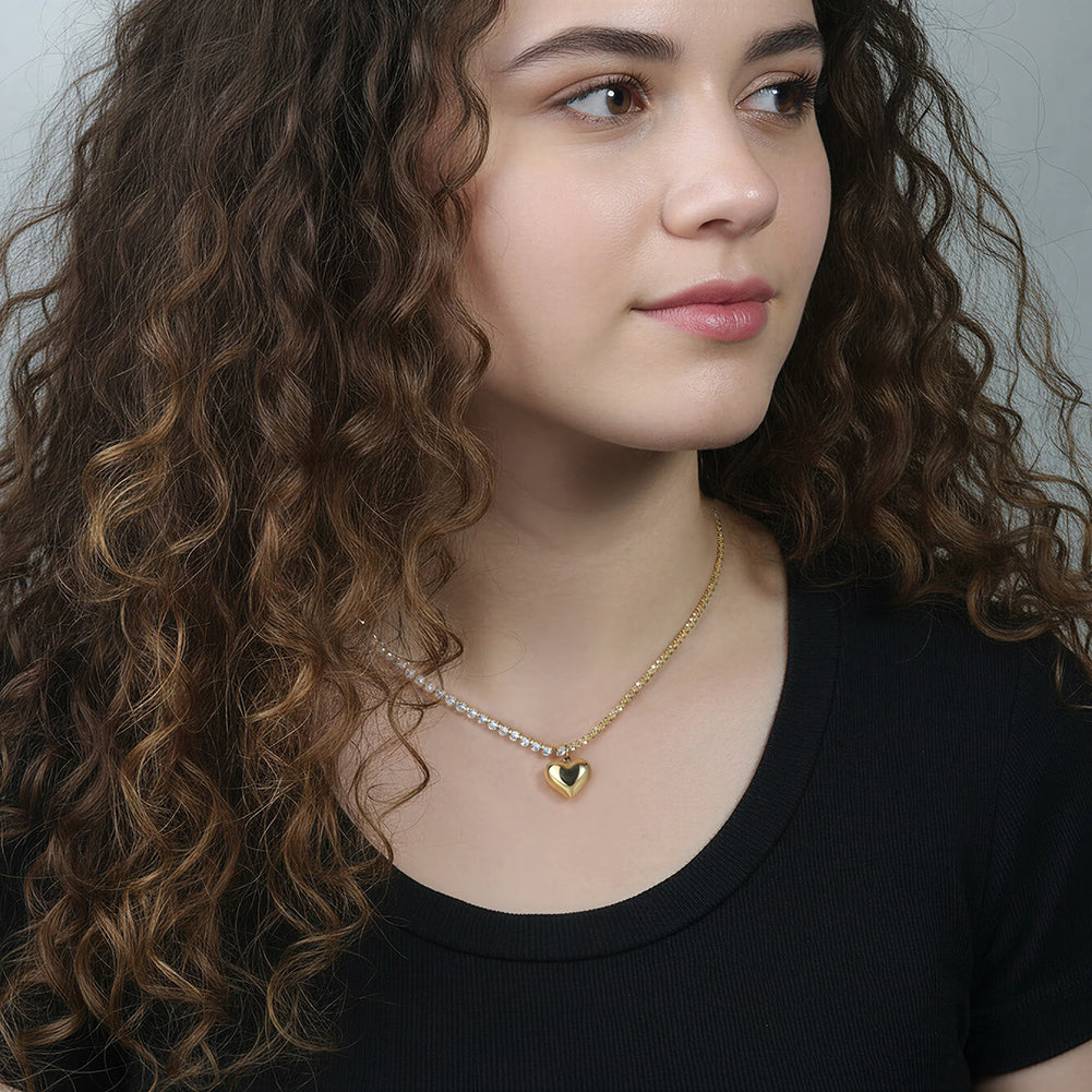 Velvet Amour // Hybrid Tennis Chain Split Heart Necklace