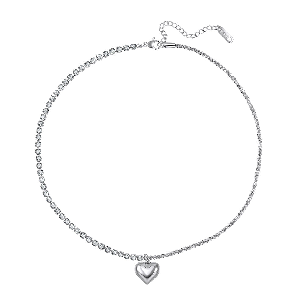 Velvet Amour // Hybrid Tennis Chain Split Heart Necklace