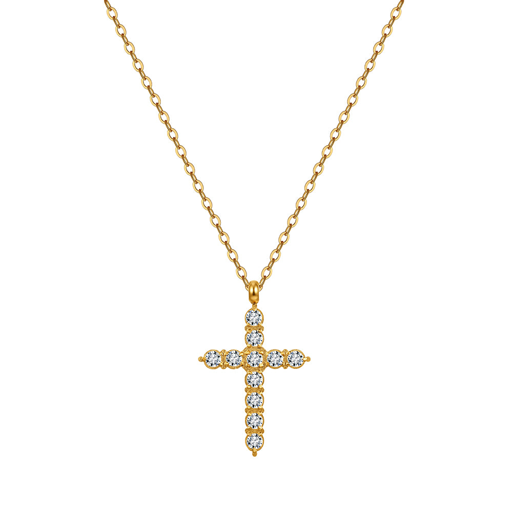 Aura Celestial // Pave CZ Crystal Cross Pendant Necklace