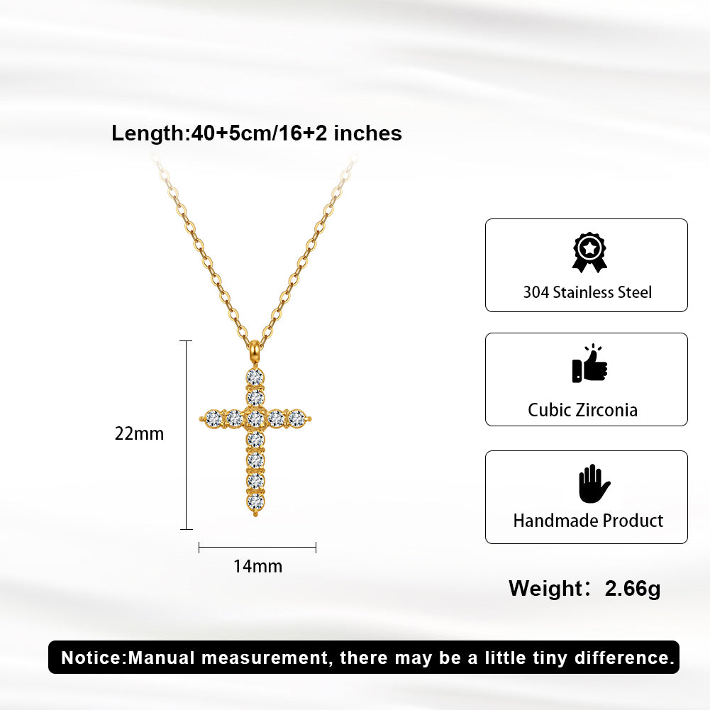 Aura Celestial // Pave CZ Crystal Cross Pendant Necklace