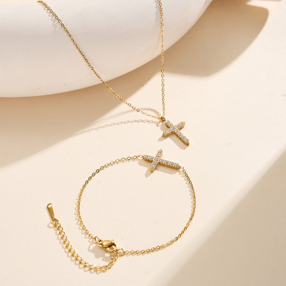 Aura Celestial // Pave CZ Crystal Cross Pendant Necklace