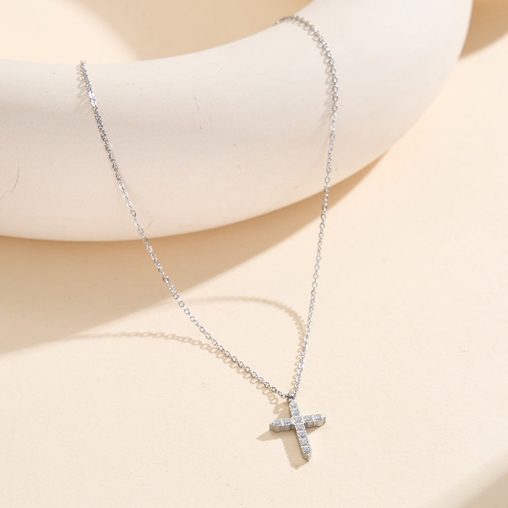 Aura Celestial // Pave CZ Crystal Cross Pendant Necklace