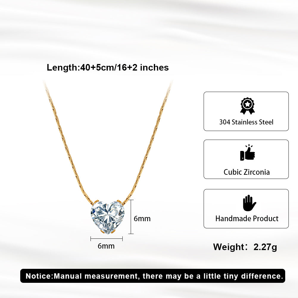 Aura Amour // Solitaire Heart-Cut CZ Pendant Necklace