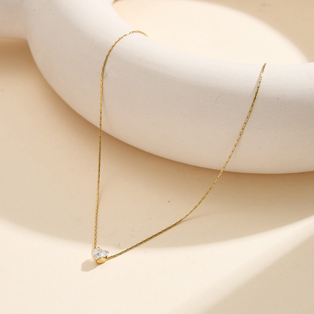 Aura Amour // Solitaire Heart-Cut CZ Pendant Necklace