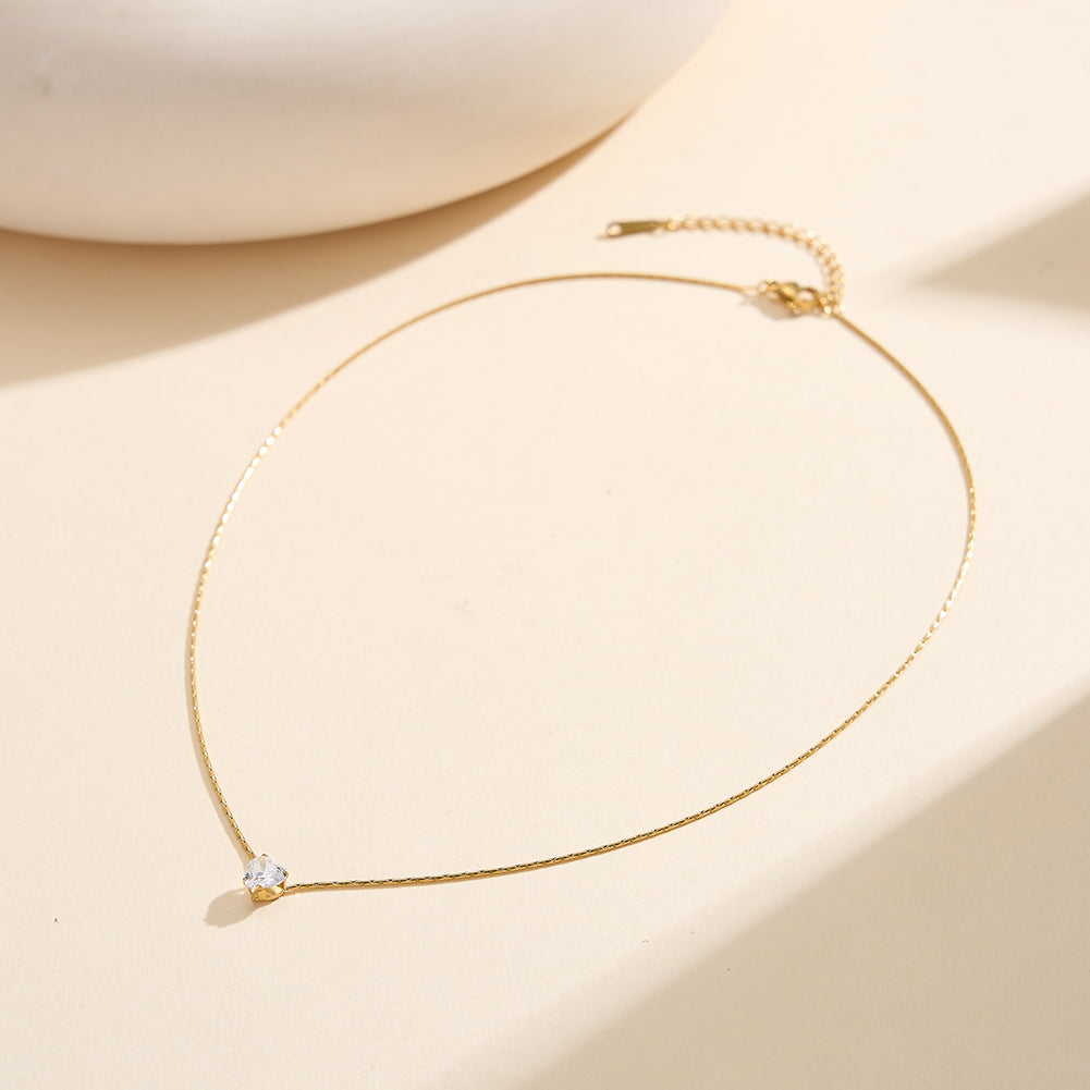 Aura Amour // Solitaire Heart-Cut CZ Pendant Necklace